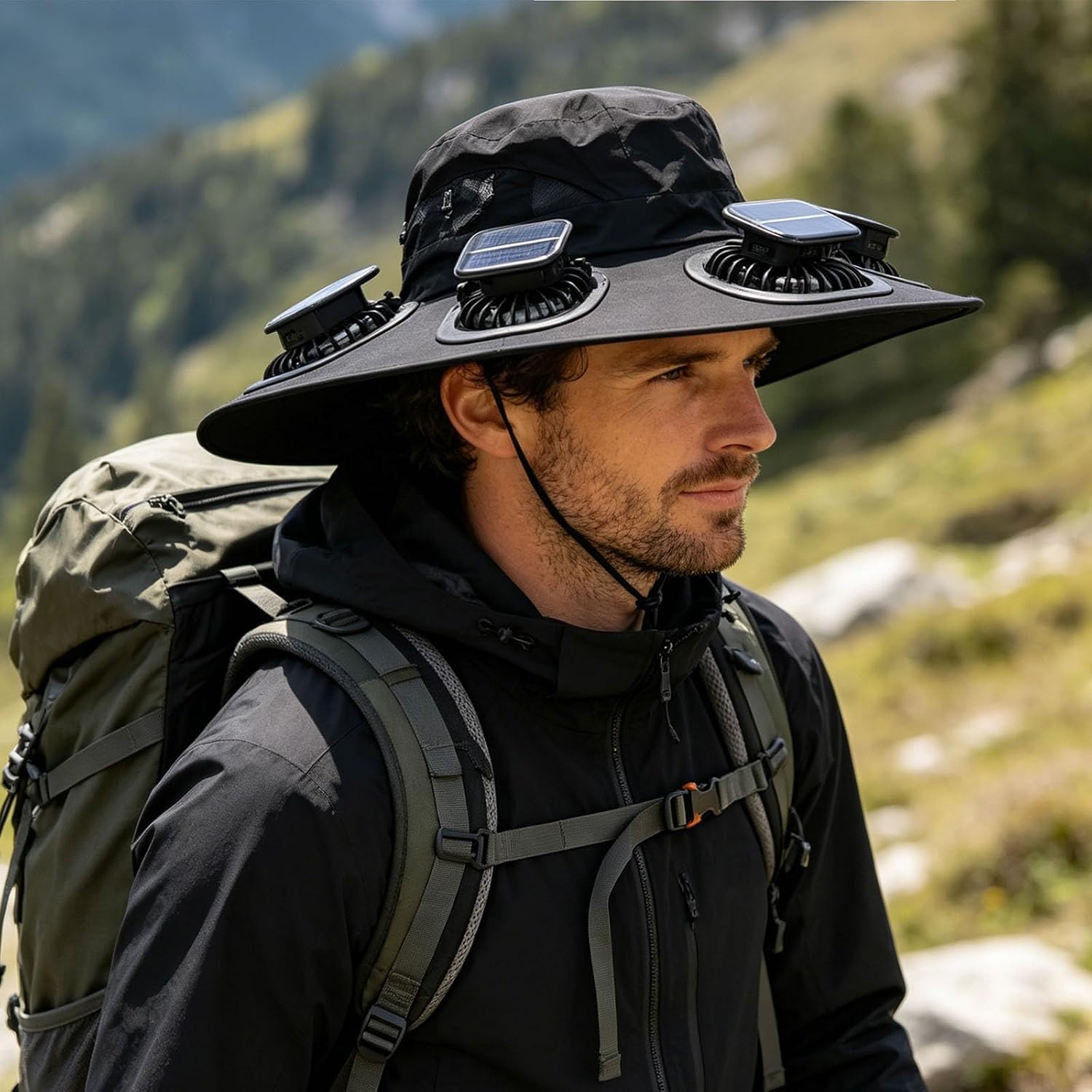 Outdoor Camping Hat - หมวกกันแดดพัดลม 6 ใบพัด รุ่น 2026 สำหรับฤดูร้อน
