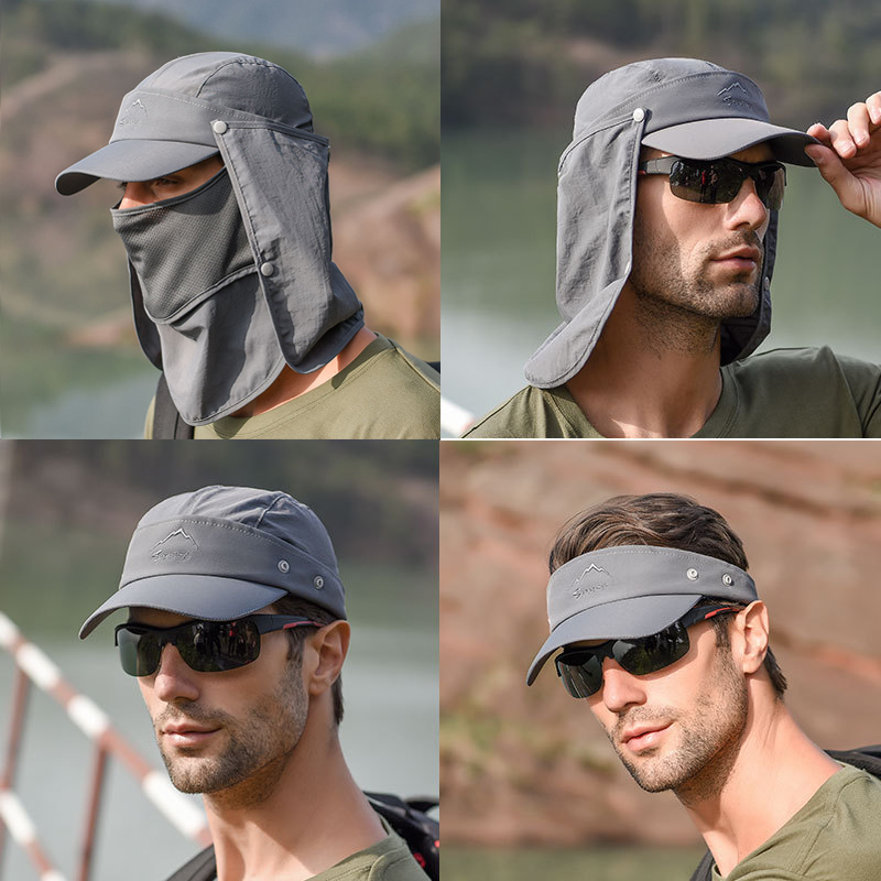 Camping Outdoor Quick Drying Sun Neck Protection Cap Hat - Multifunction Foldable แห้งเร็วกันน้ำ UV Protection กลางแจ้งเบสบอลสำหรับผู้ชาย
