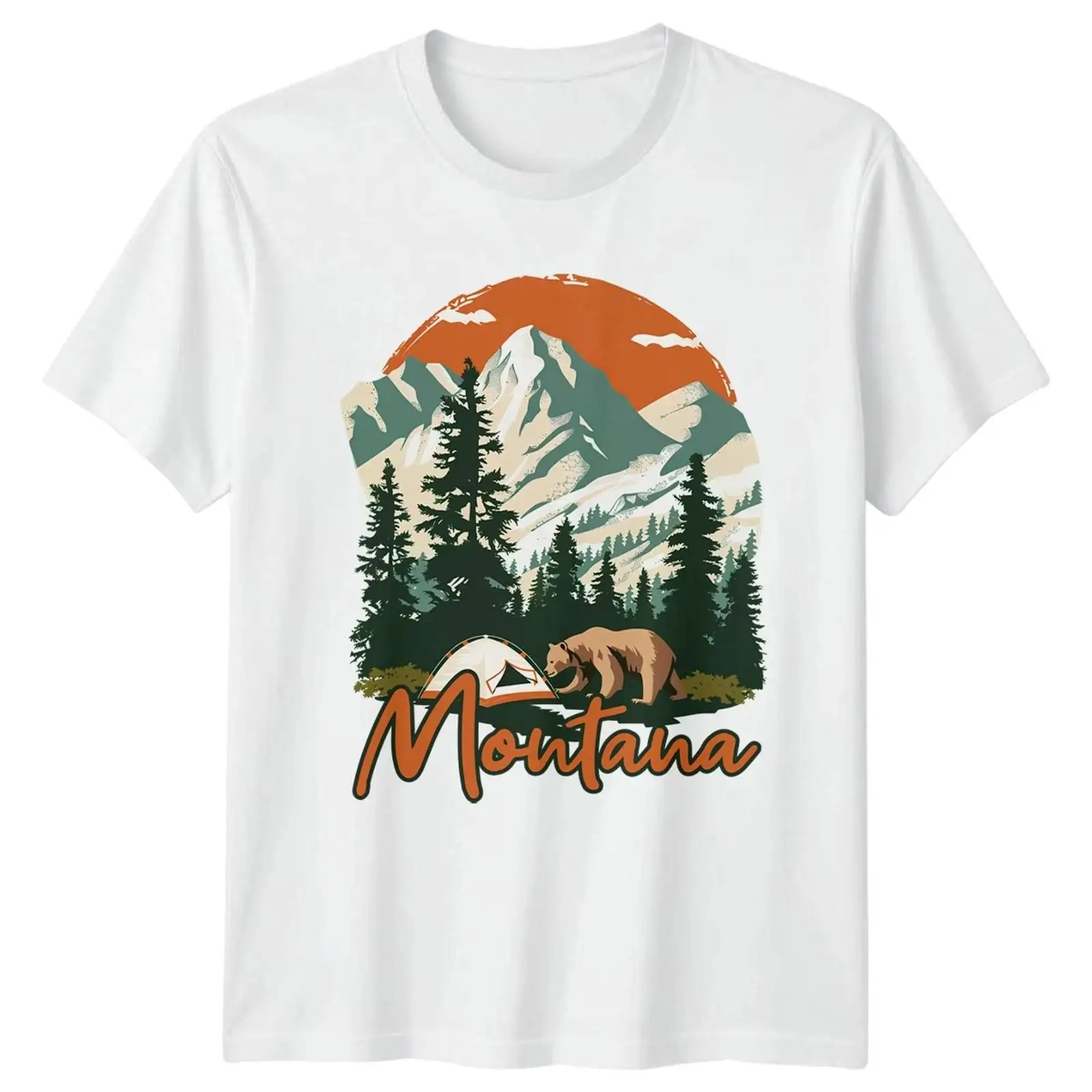 Outdoor Und Camping - เสื้อยืดแคมป์ปิ้ง Montana Bär ของขวัญสำหรับการผจญภัยกลางแจ้งสำหรับคุณและเขา เสื้อผ้าดีไซน์เนอร์วินเทจแบบยูนิเซ็กส์