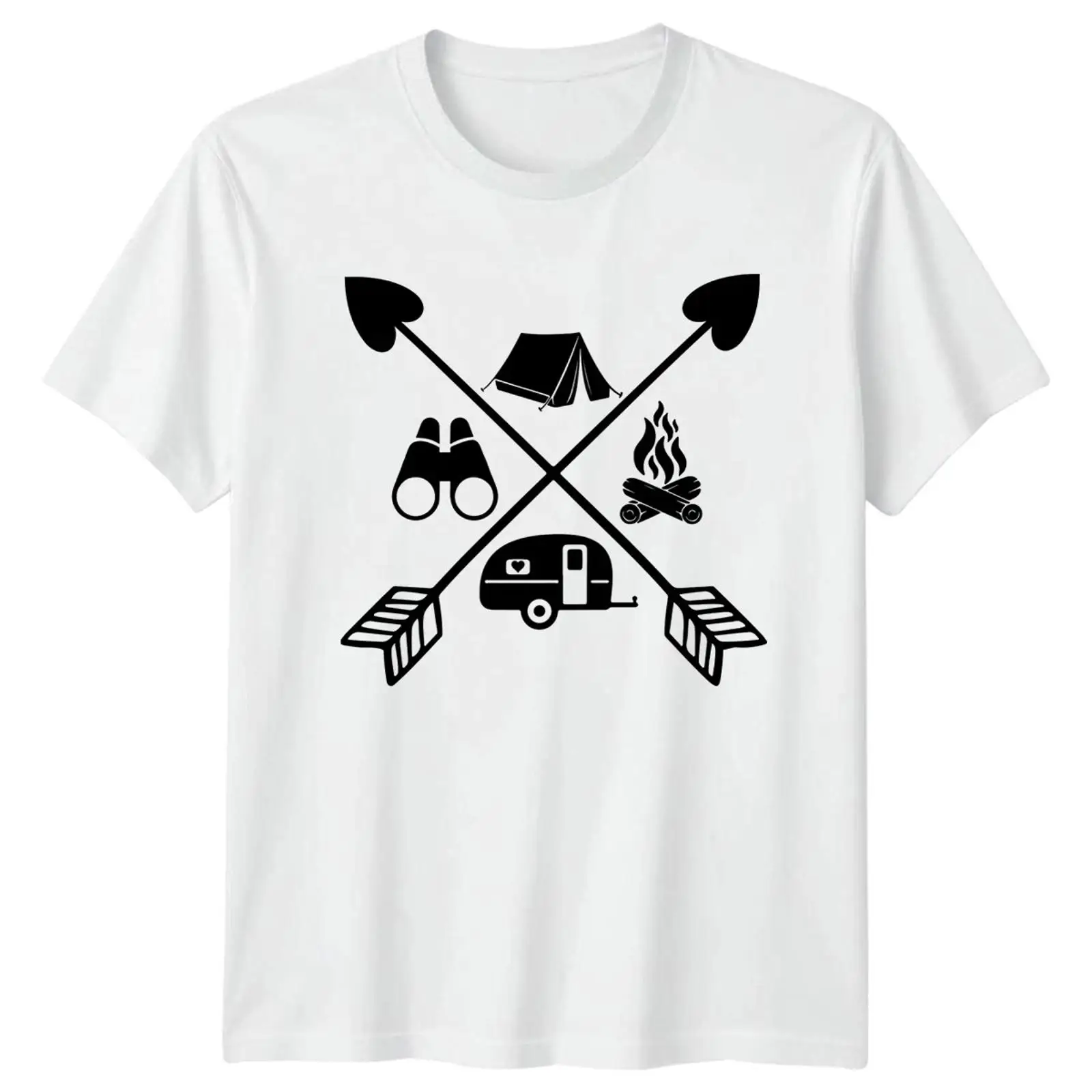 Outdoor Und Camping - เสื้อยืดลายแคมป์ปิ้งกลางแจ้งสำหรับคนรักการผจญภัย ชีวิตรถบ้าน ของขวัญสำหรับคุณและเขา สไตล์วินเทจ ผ้าซักแล้ว ยืดได้