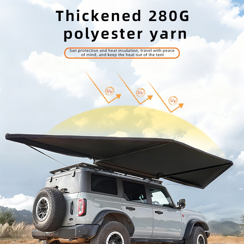Outdoor Camping Canopy - เต็นท์กันแดดทรงพัดลม 180 องศา สำหรับตั้งแคมป์กลางแจ้ง รุ่นเสาคู่แบบใหม่ พร้อมเสาเสริมด้านข้าง