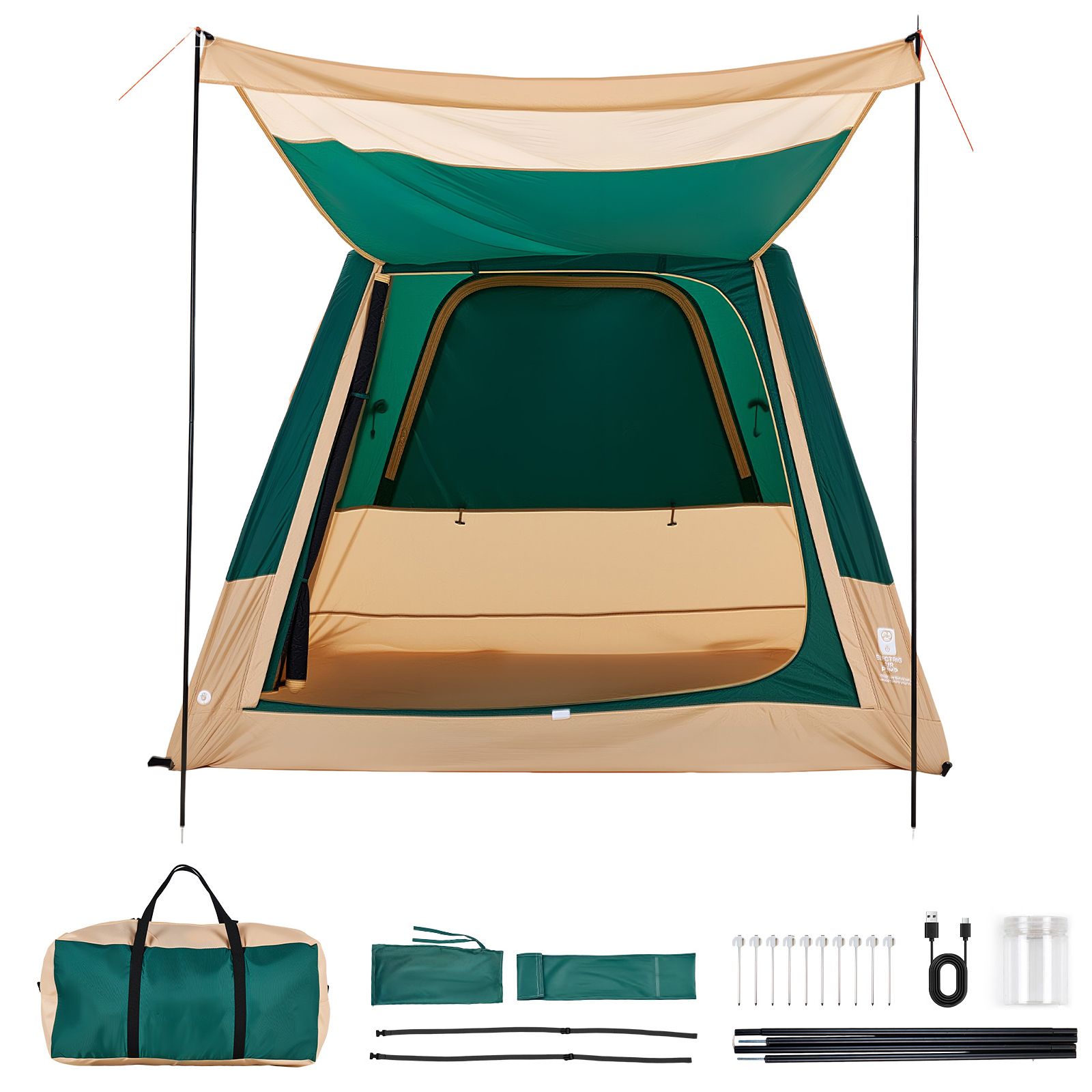 Outdoor Camping On Youtube - เต็นท์แคมป์ปิ้ง, เต็นท์พองลมสำหรับ 4 คน พร้อมปั๊มแบบชาร์จไฟได้, ท่ออากาศ