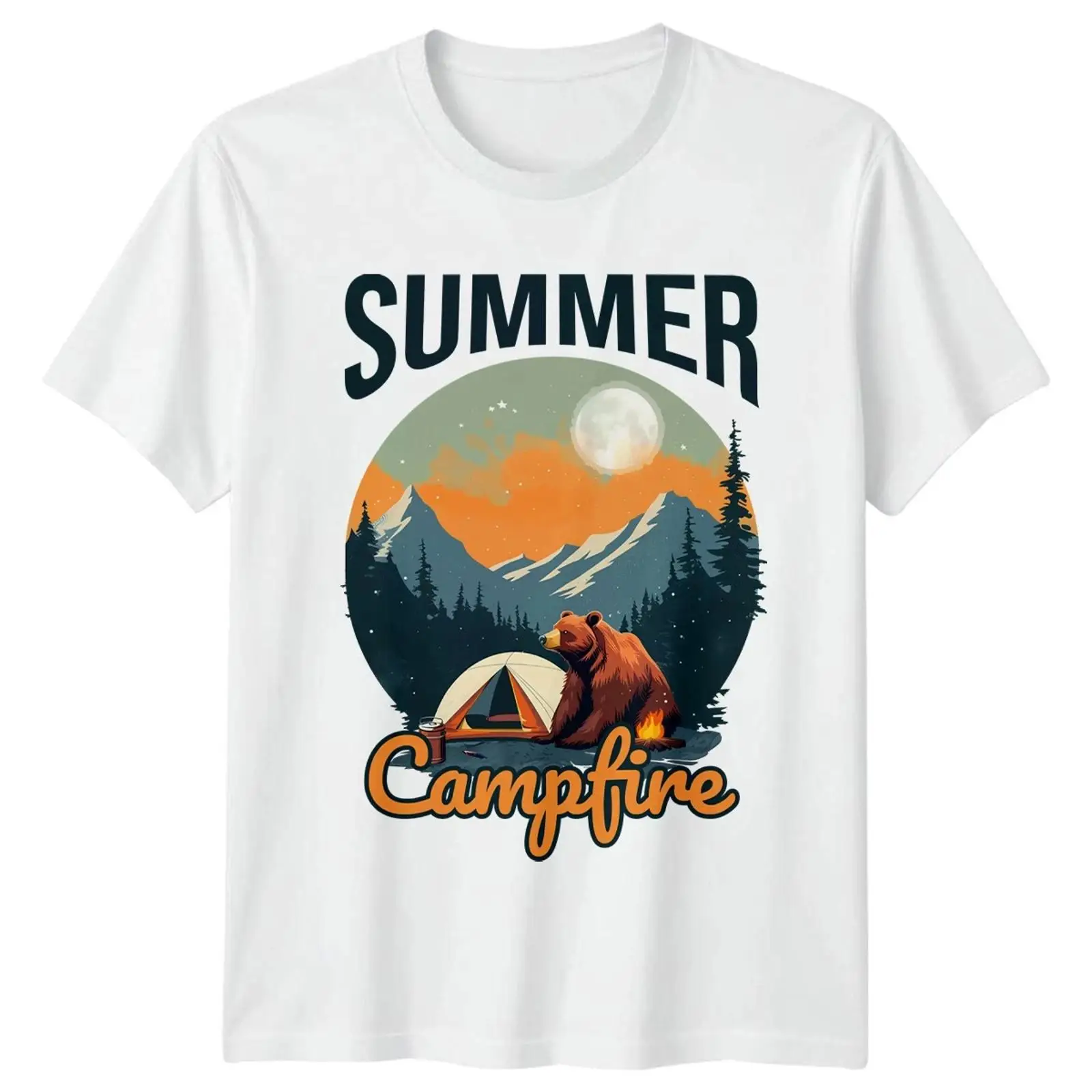 Outdoor Und Camping - เสื้อยืดลายกองไฟฤดูร้อน สำหรับแคมป์ปิ้ง กิจกรรมกลางแจ้ง ของขวัญสุดเท่สำหรับคุณและเขา สไตล์วินเทจ ลุคเท่ห์