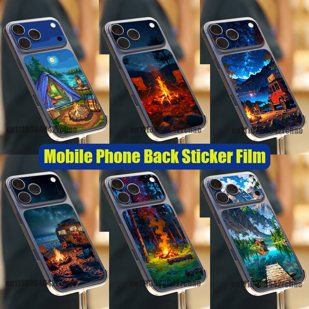 Outdoor Camping Wallpaper - สติกเกอร์ติดหลังโทรศัพท์ iPhone 17 Pro Max ลายกองไฟสำหรับตั้งแคมป์กลางแจ้ง