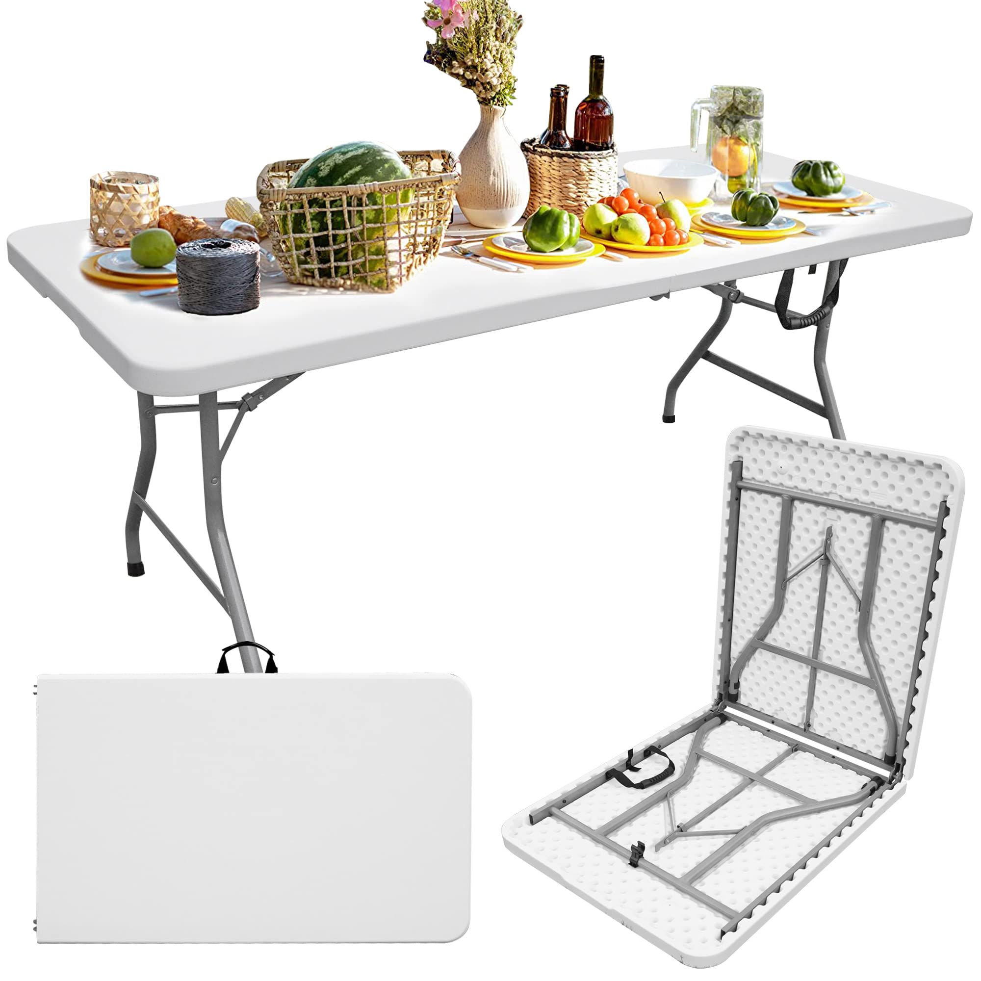 Outdoor Camping Rental - โต๊ะพลาสติกพับได้ น้ำหนักเบา พกพาสะดวก สำหรับงานจัดเลี้ยงนอกสถานที่ รับประทานอาหาร แคมป์ปิ้ง