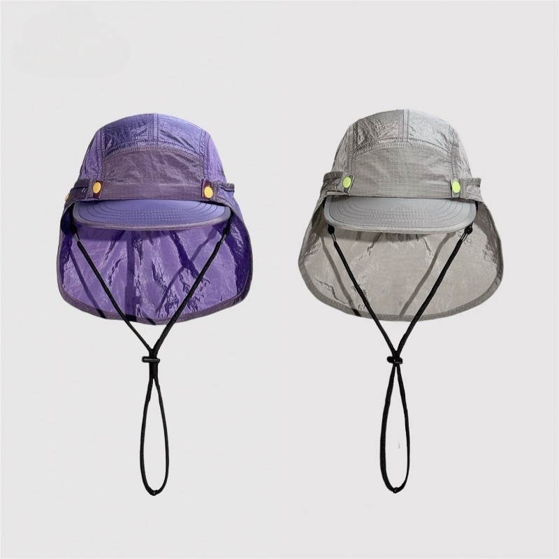 Camping Outdoor Quick Drying Sun Neck Protection Cap Hat - หมวกเบสบอลปีกแบนแบบถอดได้พร้อมผ้าคลุมกันแดดสไตล์ญี่ปุ่น สำหรับฤดูร้อน กิจกรรมกลางแจ้ง ป้องกันคอ ผ้าคลุมคอสำหรับตั้งแคมป์ เดินป่า