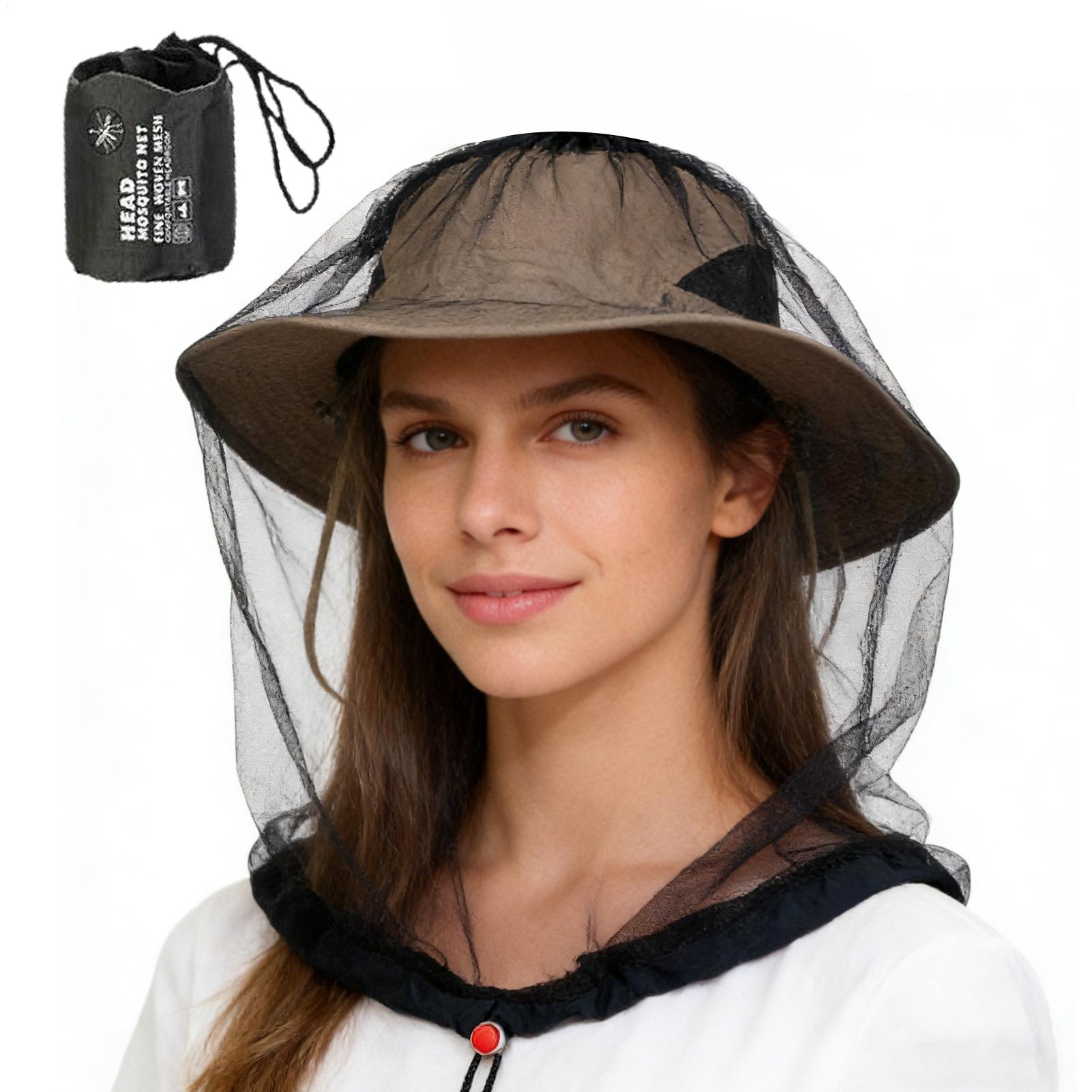 Outdoor Camping Hat - หมวกตาข่ายกันยุงแบบระบายอากาศได้ดี พร้อมเชือกผูก ตาข่ายละเอียด สำหรับตกปลา ตั้งแคมป์ และเดินป่า