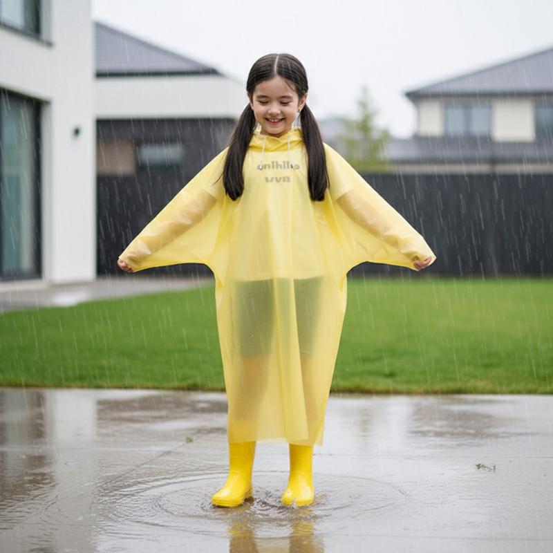Outdoor Camping Activities For Kids - เสื้อกันฝนเด็กแบบใช้แล้วทิ้ง EVA ชิ้นเดียว มีฮู้ด กันน้ำ สำหรับโรงเรียน