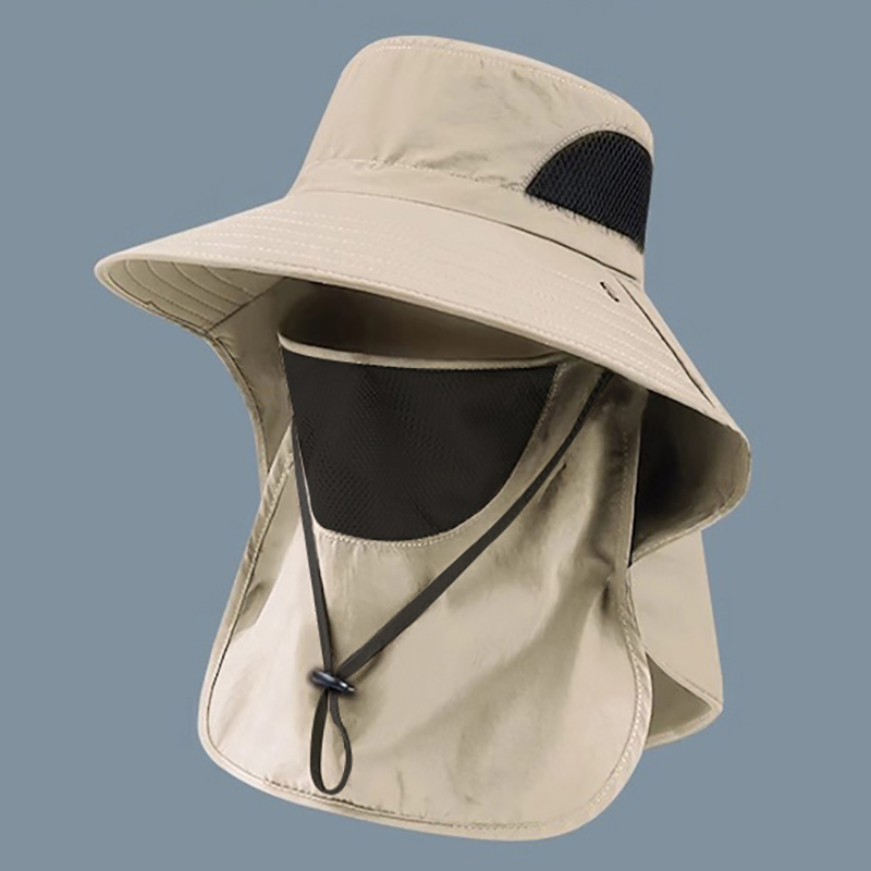 Outdoor Camping Hat - หมวกกันแดดฤดูร้อน 1 ชิ้น ป้องกันรังสียูวี หมวกตกปลาสำหรับกิจกรรมกลางแจ้ง หมวกปีกกว้างสำหรับผู้ชายและผู้หญิง