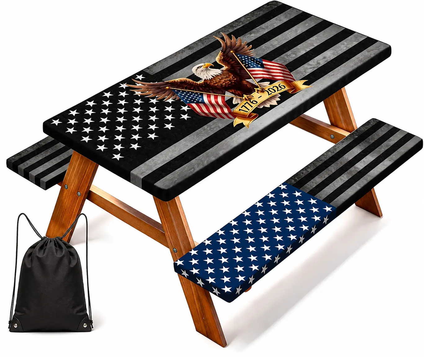 Outdoor Camping Decor - ผ้าคลุมโต๊ะปิกนิกขนาด 6 ฟุต ฉลองครบรอบ 250 ปี