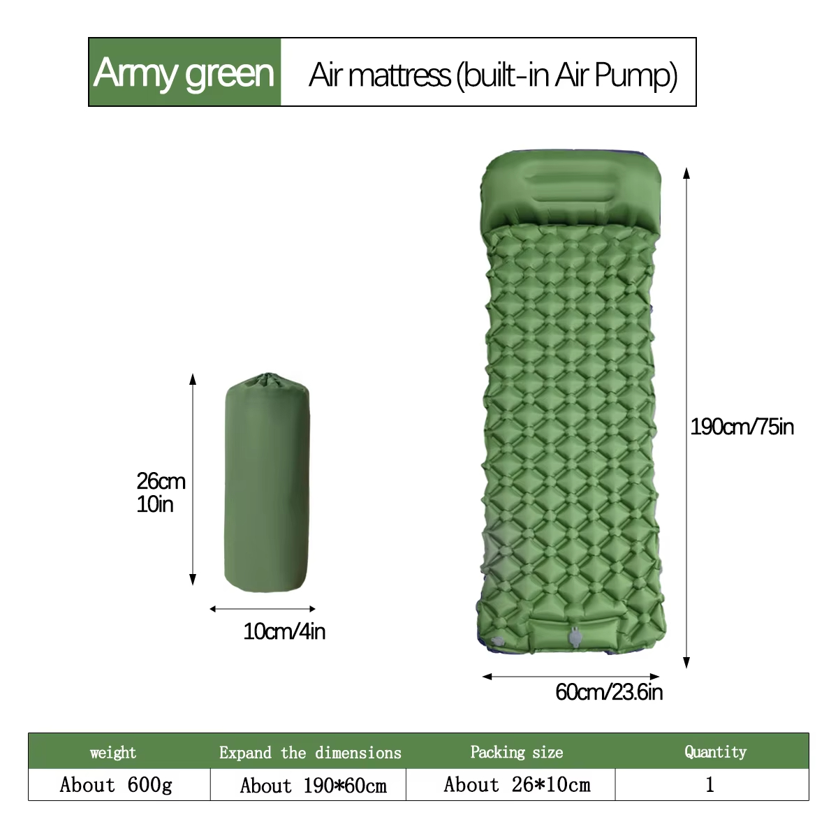 ที่นอนเป่าลมสำหรับตั้งแคมป์กลา - Outdoor Camping บทวิจารณ์และราคา