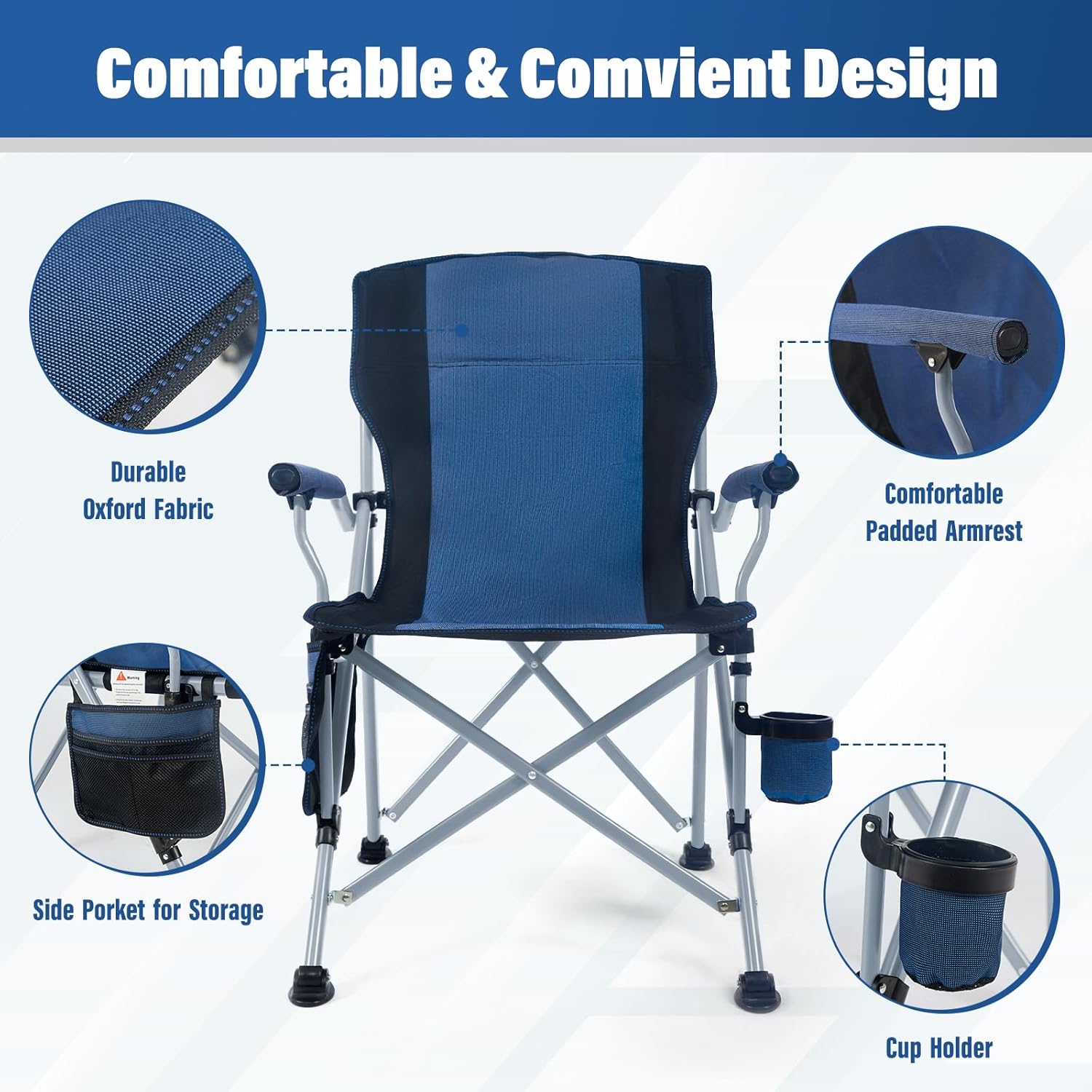 เก้าอี้พับสำหรับตั้งแคมป์ พกพา - Outdoor Camping Folding Chairs บทวิจารณ์และราคา
