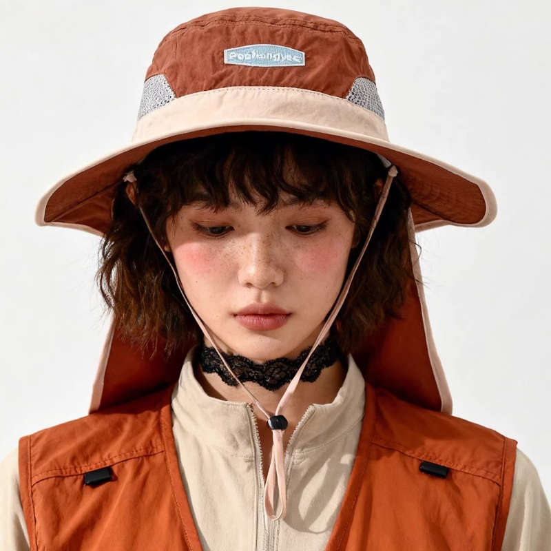 หมวกบักเก็ตตาข่ายเย็บตะเข็บตัด - Camping Outdoor Quick Drying Sun Neck Protection Cap Hat บทวิจารณ์และราคา