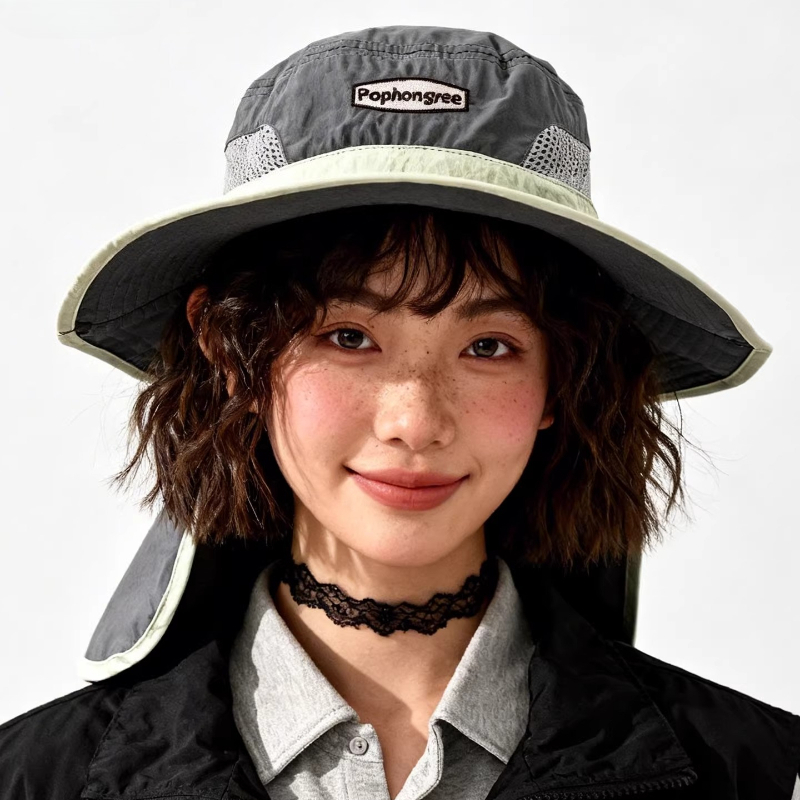 หมวกบักเก็ตตาข่ายเย็บตะเข็บตัด - Camping Outdoor Quick Drying Sun Neck Protection Cap Hat บทวิจารณ์และราคา