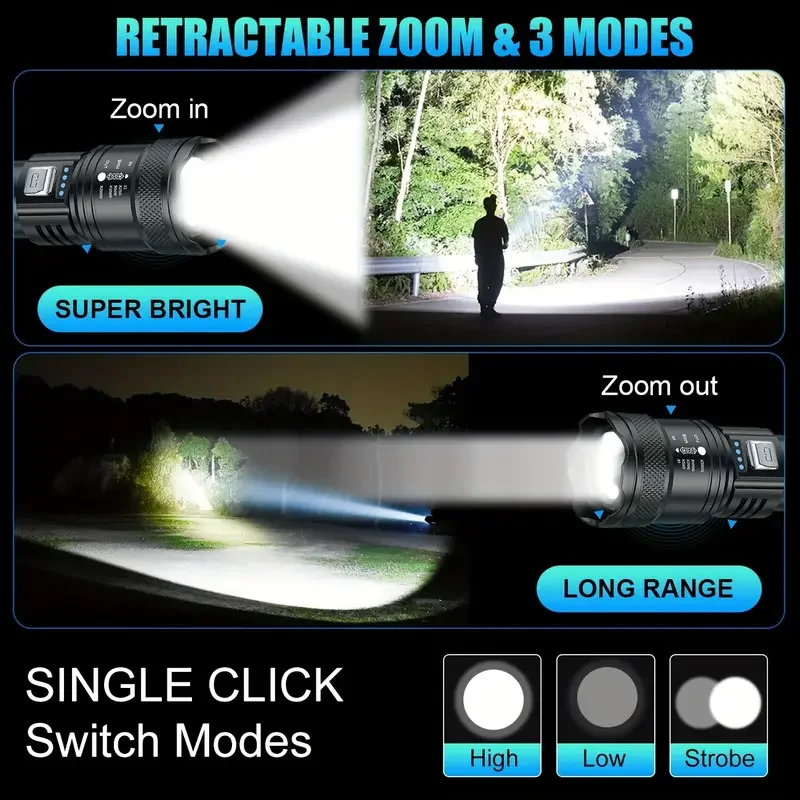ไฟฉาย LED ยุทธวิธี 2000LM ชาร์ - Outdoor Camping Decor บทวิจารณ์และราคา