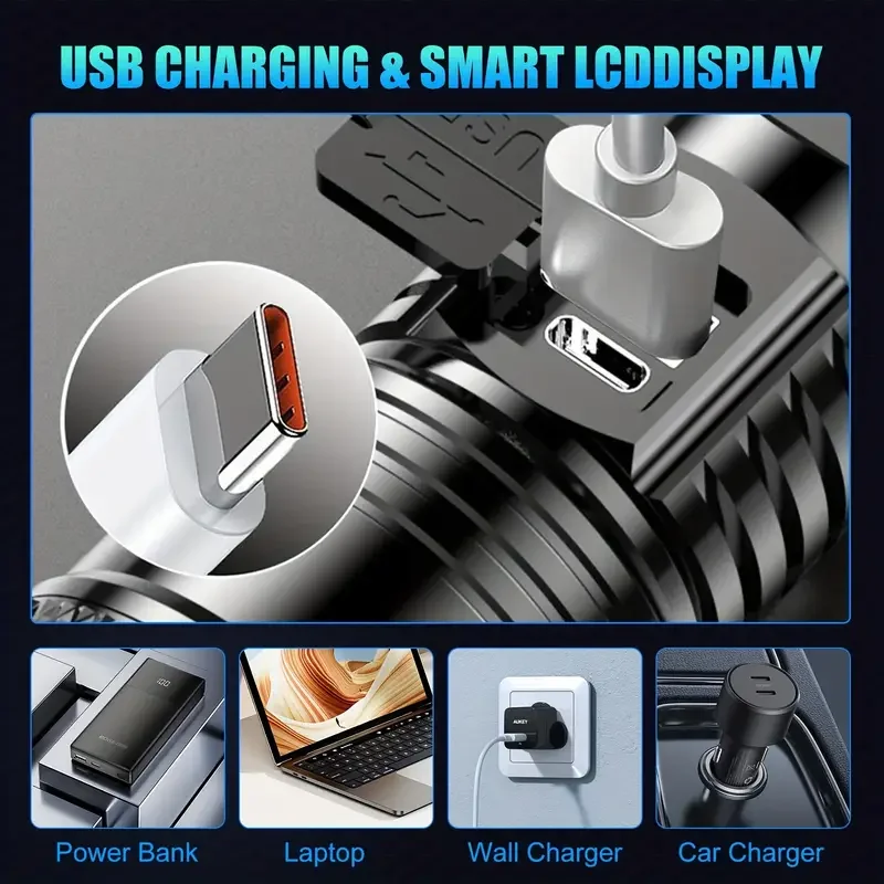 ไฟฉาย LED ยุทธวิธี 2000LM ชาร์ - Outdoor Camping Decor บทวิจารณ์และราคา